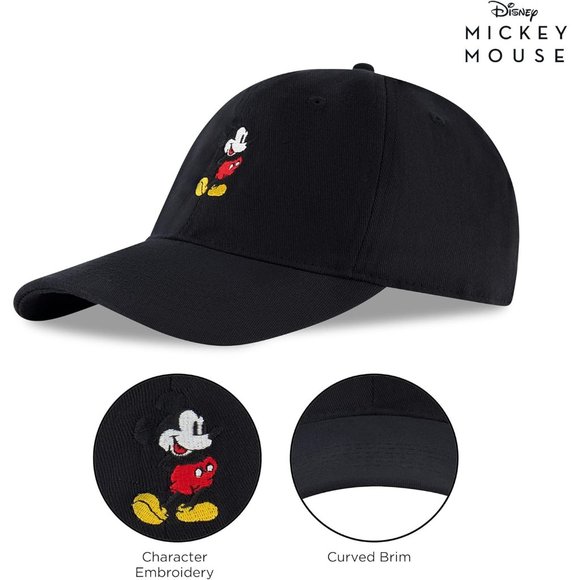 Men's Beautiful Mickey Mouse Adjustable Baseball Cap for Adult - Black - Picture 5 of 8
